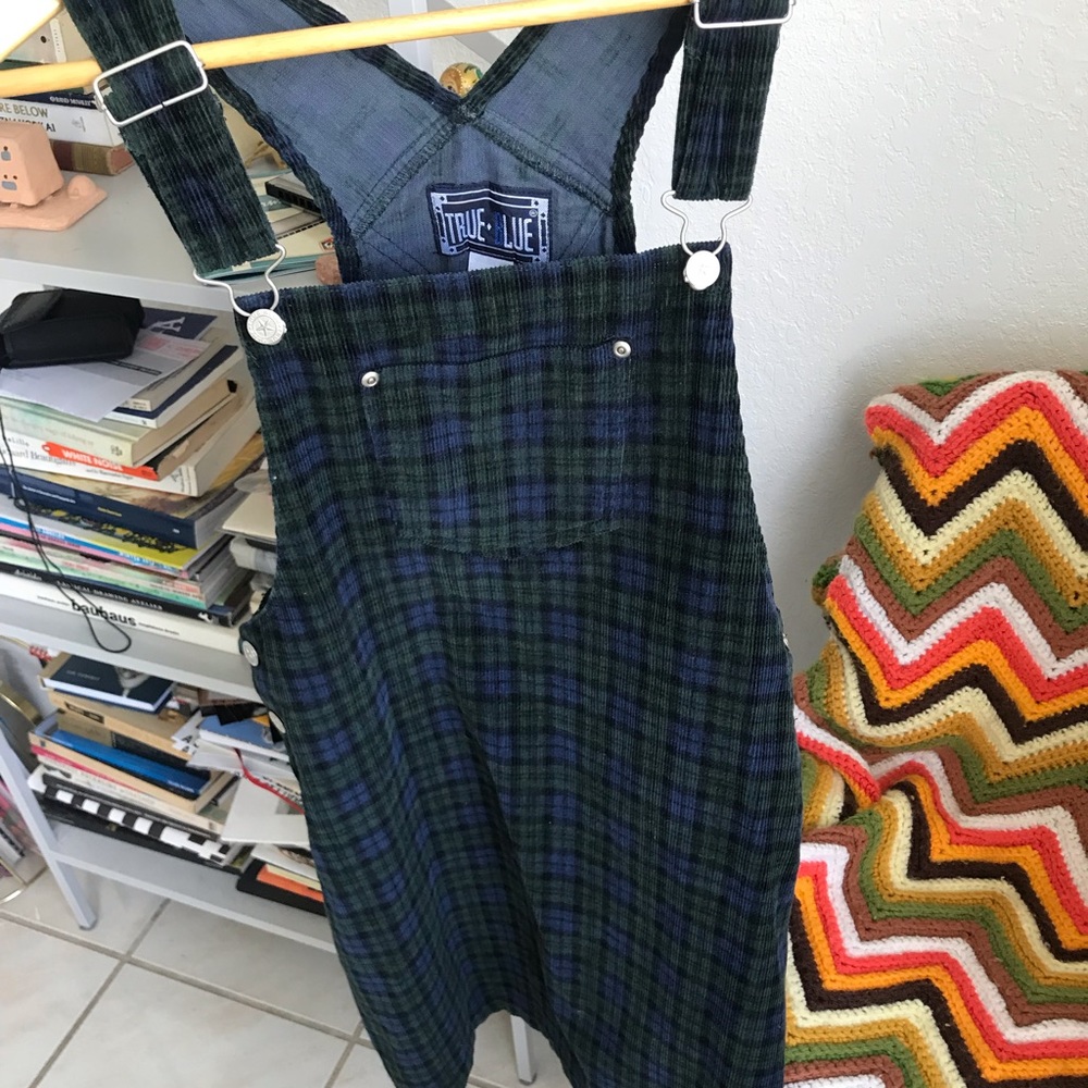 90s plaid corduroy jumper